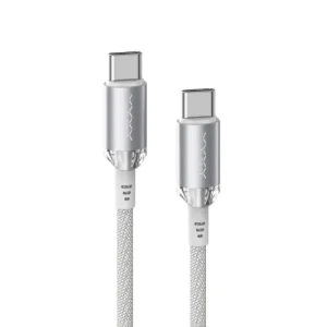 VyVylabs Crystal Series Fast Charging Cable Type-C to Type-C 60W 1M White - Zahab Tech