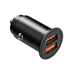 VyVylabs Round Dot Dual Fast Charge Car Charger 36W A+A Black - Zahab Tech