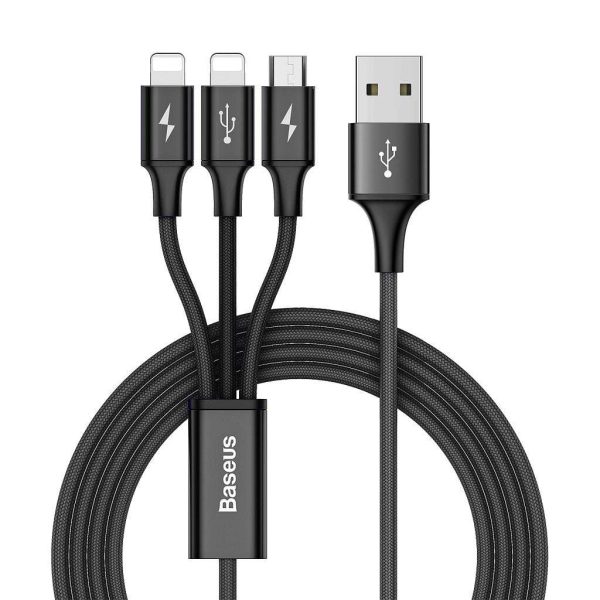 Baseus Rapid 3-in-1 Cable Micro Dual Lightning 3A 1.2M Black