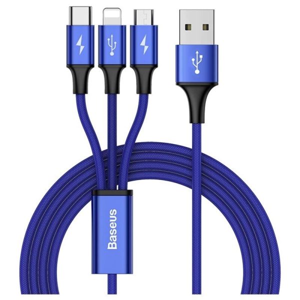 Baseus Rapid 3-in-1 Cable Micro Dual Lightning 3A 1.2M Dark Blue