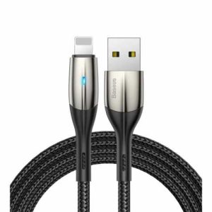 Baseus Horizontal Data Cable with Indicator USB to Lightning 2.4A 1m Black - Zahab Tech