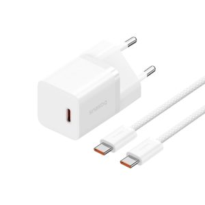 Baseus Speed PPS QC USB & USB-C 30W EU White Charger with Cable - Zahab Tech