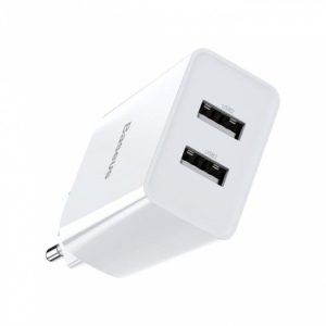 Baseus Speed Mini Dual USB Charger 10.5W White - Zahab Tech