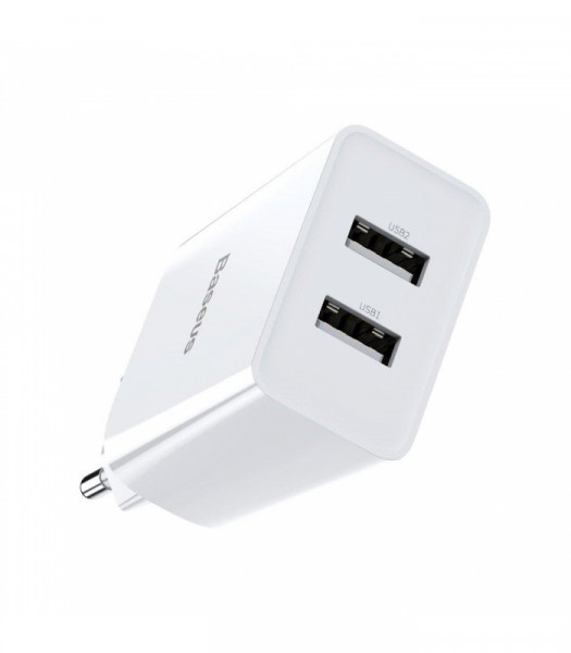 Baseus Speed Mini Dual USB Charger 10.5W White