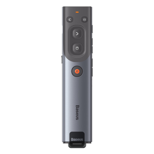 Baseus Orange Dot Wireless Presenter Red Laser Rechargeable Grey