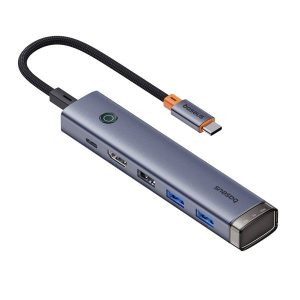 Baseus UltraJoy 6-Port Type-C HUB HDMI USB3.0x2 USB2.0 C3.0 PD Grey