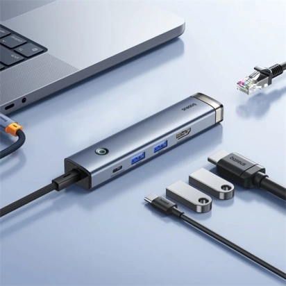 Baseus UltraJoy Series 5-Port HUB Air Frost Silver