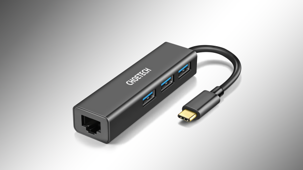Choetech 4-in-1 USB-C to RJ45 Adapter Black