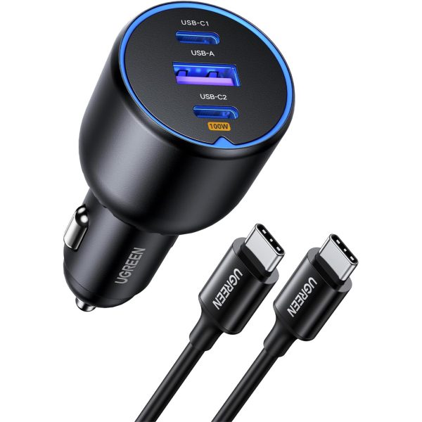 UGREEN 130W 3-Port Fast Car Charger Set